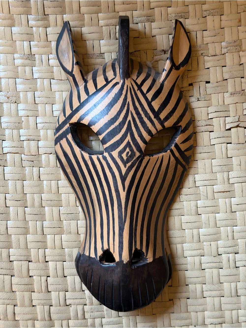 Giraffe Wooden  African Tribal Mask Hand Carved Kenya 10”